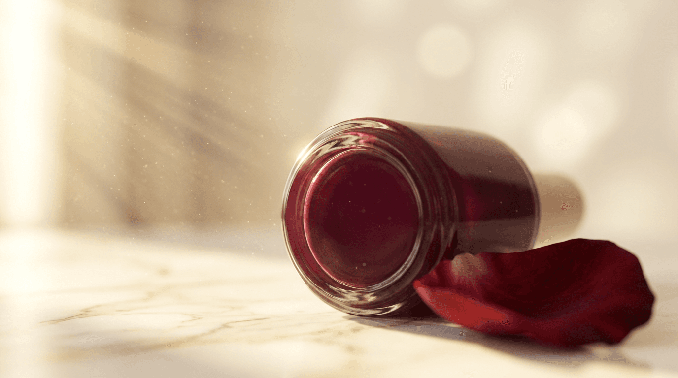 Luxury nail polish bottle with gold cap